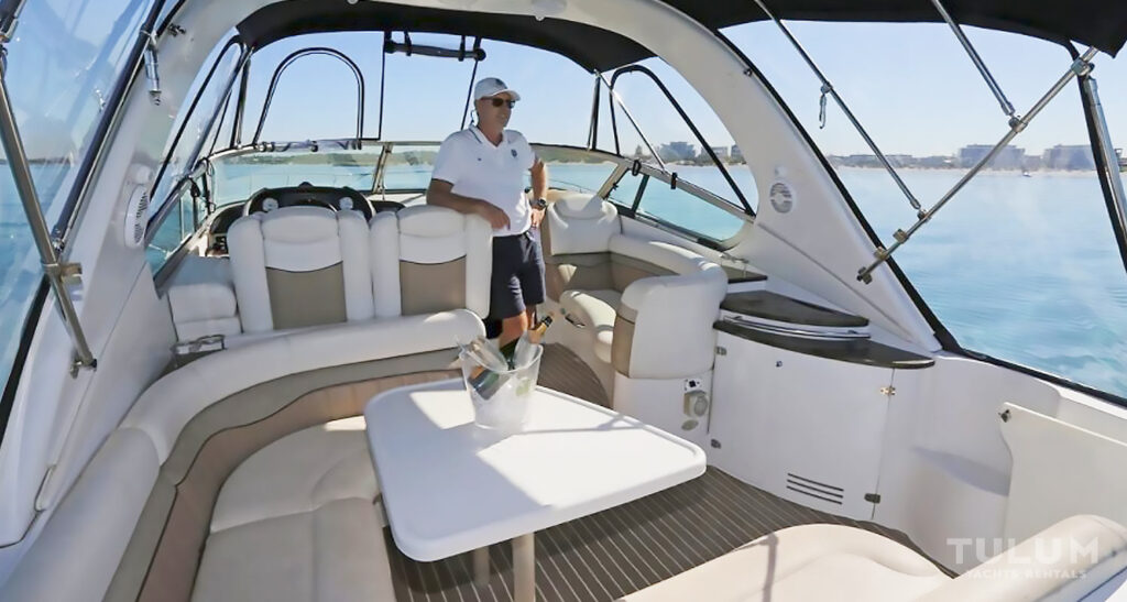 Deck Lounging Area of the 37-Ft Four Winns Yacht